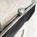 Kate Landry  Black Satin Rosette Evening Bag Clutch with Chain Strap & Rhinestone Photo 11
