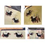 Dachshund Earrings New Dangle Hooks Double Sided Black Tan Weenie Dog Ge… Photo 8