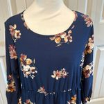 French Grey  Murphy XL Maternity Navy Blue Floral Brushed Knit Dress Photo 2
