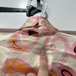 Julie Brown  NYC Womens Blouse Small Funky Hippie Disco Bow Tie Flare Pink Orange Photo 9