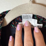 Talbots Vintage  Shirt Dress 100% Silk Navy Green Floral Pattern Women’s Size 14 Photo 4