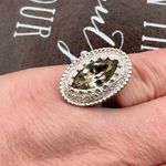 Vintage Oversized Marquise Rhinestone Statement Ring Silver Tone Size 8 Gray Photo 8