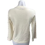 Charlie B Women's Cream White Knit Lace Up Long Sleeve V Photo 2