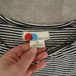 Free People  Beach Navy Blue Striped Shirt Women's Small Half Sleeve Slit Photo 1