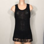 Sanctuary black crochet and fringe top. NWOT Photo 2