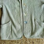 Sea foam green waffle knit cardigan with chore pockets & pearly buttons Size L Photo 2