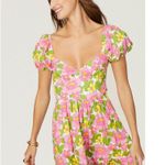 Show Me Your Mumu Cathy Pink Retro Floral Sweetheart Tie Back Puff Maxi Dress M Photo 3