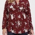 Torrid  Burgundy Floral Long Sleeve Blouse, Large Photo 1