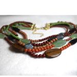 Premier Designs NWOT  Mid Mod Multi Layer Earth Tone Beaded 18"-22" Boho Necklace Photo 3