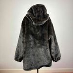 Charles Klein Hooded Reversible Faux Fur / Silk Coat Size 3X Black Photo 7