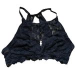 Jenny Jen Black Embroidered Floral Lace RACERBACK PADDED BRALETTE Spandex SZ L Black Size L Photo 0
