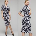 White House | Black Market New! Matte Jersey Ruched Tie-Front Midi Dress, size 6 Photo 1