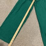 Ashley Stewart  Pants Womens 12 Linen Kelly Green Wide Leg Stretch Drawstring Photo 5