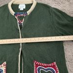 Christopher & Banks Vtg Hand-Embroidered Heart – Forest Green Folk Art SweaterXL Photo 2