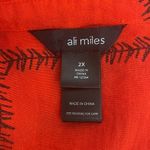 Ali Miles 3/4 Sleeve Wire Neck Abstract Geo print basketweave top tunic size 2X Red Photo 3