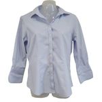 Brooks Brothers  Fitted Cotton Dress Shirt Blue Mini Check Print Size 6 Petite Photo 0