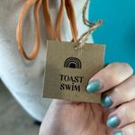 Free People NWT Toast Swim Ruffle Bikini Top in Sandstone Bandeau Swimsuit Beach Swim Size L Photo 5