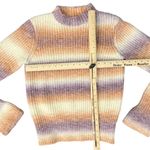 Greylin Anthropologie Orange Purple Flared Sleeve Striped Mock Neck Sweater sz M Photo 3