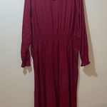 Croft & Barrow Women’s New  Red Midi Dress Long Sleeve Smocked Waist An… Photo 1