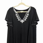 Max Studio Women’s Sz 3X Black White Shift Crochet V Neck Pullover Knit Dress Photo 1