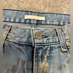 7 For All Mankind Metallic Gold Leaves Cropped Jeans. Size 23 Photo 3