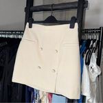 H&M Light Beige Structured Double Button-Front High Waist Mini Skirt Photo 0