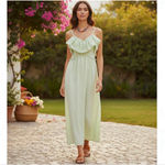 ZARA cotton jersey midi dress with crochet raffle Photo 1