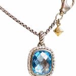 David Yurman  Noblesse Blue Topaz 14k + 925 Sterling Silver Pendant Necklace Photo 3