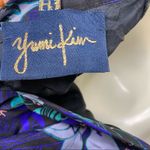 Yumi Kim Floral Back Cut Out Short Sleeve Silk Black Blue Dress S Photo 2