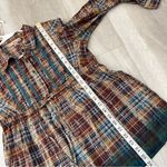 Plaid Peasant Top pintuck fit flare button up womens Brown (medium) boho folk Photo 4