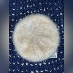 Free People Ivory Metallic Knit Eyelash Beanie / Beret Hat Photo 2