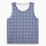 J.Crew  Longline Tank Top Blue White Gingham Sleeveless Stretchy Size M Photo 1