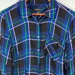 Talbots plaid flannel button down women's long sleeve top size medium Photo 1