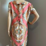 Julian Taylor Coral Orange Black and White Pattern Shirt Dress Size 10 Photo 1