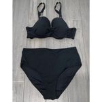 Catherine Malandrino Women's Twist Top High Waist Bottom Black Bikini Swimsuit L Photo 2
