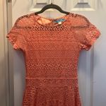 Dina Be  Anthropologie Lace Coral Short Sleeves Dress, Size Small Photo 2