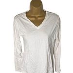 Faded Glory Y2K  Long Sleeve Tee Fitted V-Neck Arctic White S Photo 0