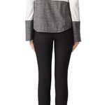 Amur  white and gray Nancy Wool Button Down top. Size Medium Photo 2