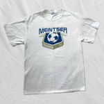 white blue tan gold soccer tee Size M Photo 0