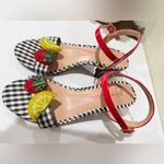 Betsey Johnson  Black Gingham Fruit Sandals size 5.5 NEW NO TAGS / NO BOX Photo 1