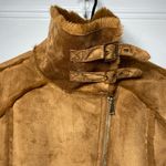 Boutique Wiya | Faux Suede Fur Full Zip Moto Jacket Camel Sz Medium Photo 3