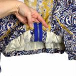 Umgee Mustard Yellow & Blue Zip Up Floral Bomber Jacket Photo 5