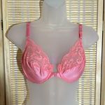 Vintage JC Penney Nice 'N Spicy Pink Front Close Demi Bra Satin and Lace 34C Size undefined Photo 0