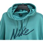 Nike Hoodie Womens M Teal Therma Fleece Pullover Script Logo Sweatshirt Training Photo 2