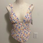 Shade & Shore swimsuit woman one piece white floral med coverage New Sz S Photo 7