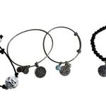 ALEX AND ANI 4 Monogramed "M" Bracelets Adjustable Bangle Stackable Silver Tone Photo 0