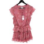 Misa Los Angeles Lillian Floral Print Ruffle Mini Dress Washed Rose Lilac Large Photo 1