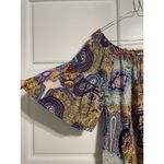 Umgee Paisley Print Dress Off Shoulder Short Sleeve Bohemian Style Small Photo 1
