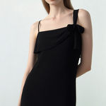 Loft Ann Taylor Black Slip Dress Sheer Layers Sz 6 Chiffon Ruffle Dark Coquette Photo 0
