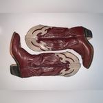Laredo Burgundy Red Gray Embroidered Leather Cowgirl Western Boots 6.5 Photo 2